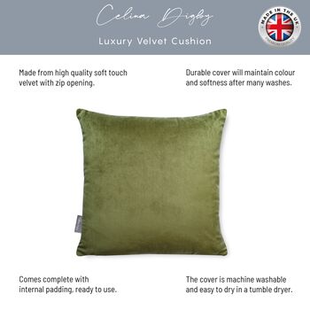 Luxury Super Soft Velvet Cushion Olive Green, 3 of 6
