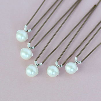 Set Of Five Pearl Wedding Hairpins, 4 of 7