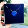 Blue Fused Glass Pendant Necklace, thumbnail 5 of 10