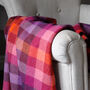 Purple And Pink Check Lambswool Throw, thumbnail 3 of 5