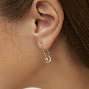 Sterling Silver Safety Pin Earrings, 3 of 8