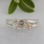 Rose Cut Diamond Twig Ring, Silver And Solid Gold, thumbnail 6 of 11