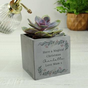 Personalised Christmas Foliage Concrete Planter, 4 of 5