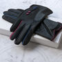 Soft Black Leather Gloves With Colour Detail, thumbnail 5 of 7
