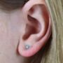 Tiny Sterling Silver Teal Flower Stud Earrings, thumbnail 4 of 8