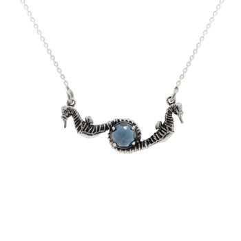 Seahorse Blue Topaz Necklace – Gold/Silver, 5 of 7
