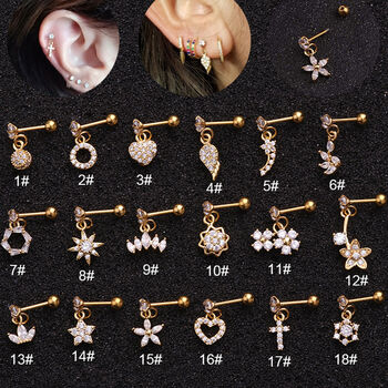 Stackable Gold Plated Screw Back Stud Earring With White Crystal, 3 of 6