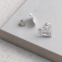 Sterling Silver Molten Heart Studs, thumbnail 3 of 4