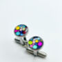 Mini Cufflinks Disco Festive Sparkly Non Tarnish Silver 10mm, thumbnail 2 of 8