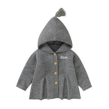 Personalised Grey Knitted Flare Hooded Cardigan, 5 of 11