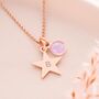 Personalised Hand Stamped Star And Birthstone Necklace, thumbnail 3 of 12