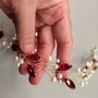 Red Crystal And Pearl Bridal Hair Vine, thumbnail 3 of 11