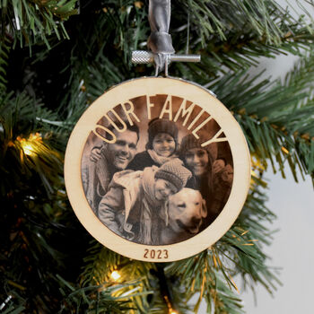 Personalised Family Photo Wooden Christmas Decoration, 4 of 6