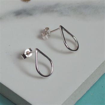 Teardrop Small Silver Stud Earrings, 3 of 5