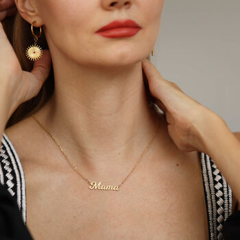 Sterling Silver Gold Vermeil 'Mama' Script Letter Necklace, 2 of 8