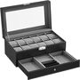 Two Tier 12 Slots Watches Box Case With One Drawer, thumbnail 6 of 12