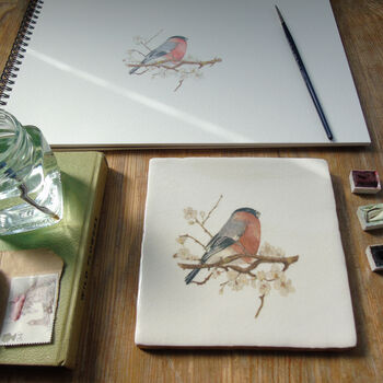 Bullfinch And Blossom Ceramic Tile Wall Art, 8 of 11
