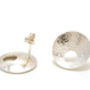 Concave Textured Silver Post Earrings With Hole Detail, thumbnail 4 of 6