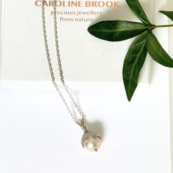 Pearl Acorn Sterling Silver Necklace, 6 of 8