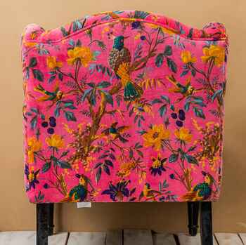 Luxurious Pink Bird Of Paradise Velvet Armchair, 7 of 7