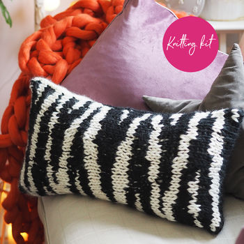 Zebra Print Cushion Cover Knitting Kit, 6 of 8