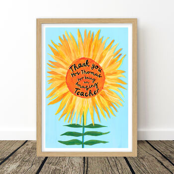 Sunflower Thank You Personalised Teacher Print, 4 of 6