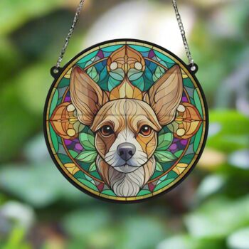 Chihuahua Fawn Stained Glass Effect Suncatcher, 2 of 3