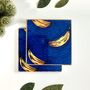 Blue And Yellow Plantain Ceramic Coaster Set Of Four, thumbnail 1 of 4