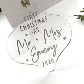 First Christmas Mr And Mrs Keepsake Bauble Card Box, 3 of 9