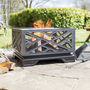 Square Brushed Bronze Effect Deep Steel Firepit, thumbnail 1 of 5