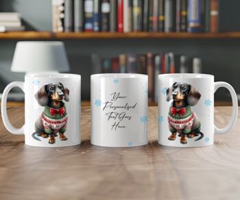 Personalised Dachshund In Christmas Jumper Mug E, 2 of 2