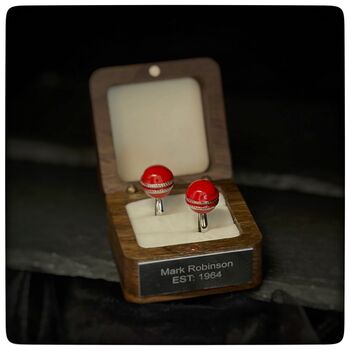 Personalised Red Cricket Ball Cufflinks, 3 of 10