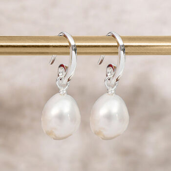 Sterling Silver White Freshwater Pearl Drop Earrings, 2 of 8