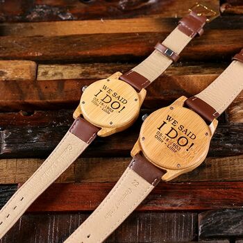 Personalised His And Hers Engraved Bamboo Watch, 3 of 9