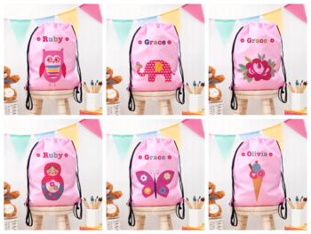 Personalised Girl's Classic Pink Waterproof Swim Bag, 3 of 12