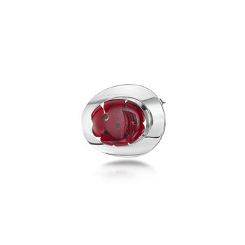 Poppy Brooch By Shrieking Violet | Sterling Silver And Real Flowers | Oval Or Heart, 3 of 10
