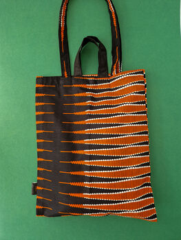 African Print Tote Bag | Black Orange Doyin Print, 2 of 6