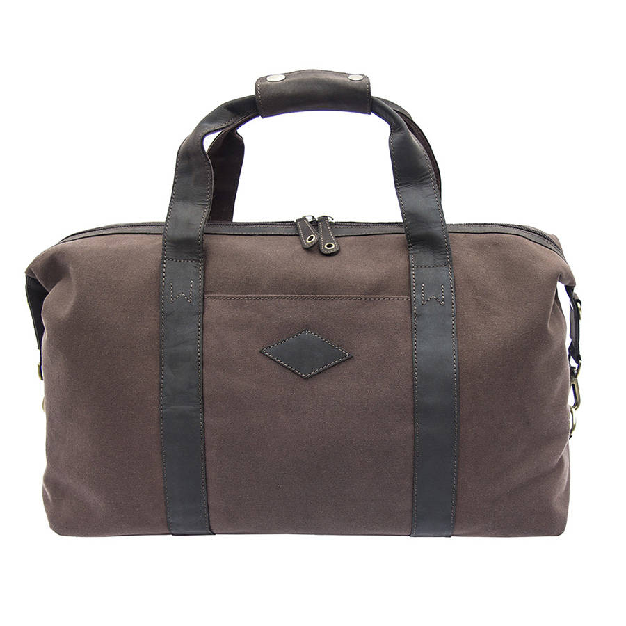 waxed canvas and leather duffle bag by wombat | 0
