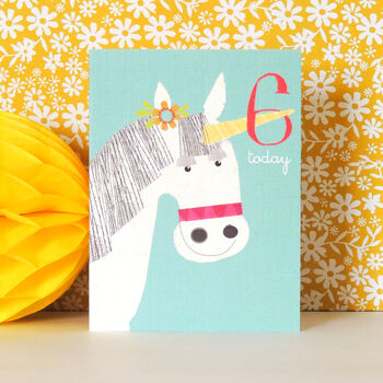 Mini Unicorn 6th Birthday Card, 4 of 4