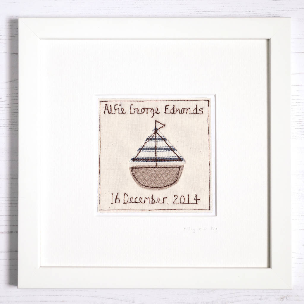 personalised sailing boat picture gift by milly and pip gifts and cards