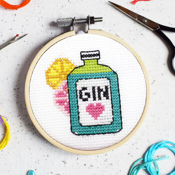 Gin Time Mini Cross Stitch Kit, 2 of 3