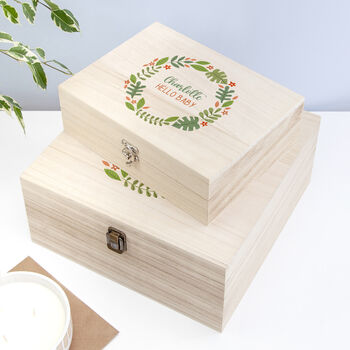 Personalised Hello Baby Wreath Keepsake Box, 12 of 12