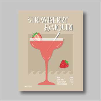 Strawberry Daiquiri Cocktail Print Four Colour Options, 8 of 8
