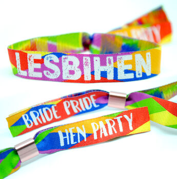 Lesbihen Bride Pride Gay/Lesbian Hen Party Wristbands, 8 of 12