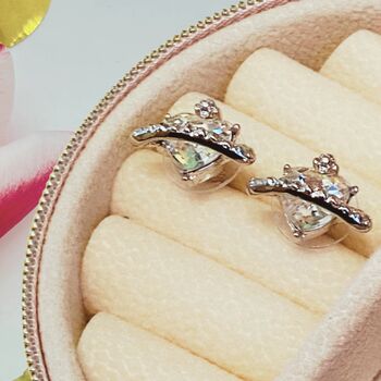 Sparkle Crown Earrings In Velvety Gift Pouch Ideal Christmas Gift Or Stocking Filler, 2 of 4