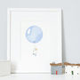 Personalised Boys Powder Blue Balloon Nursery Print, thumbnail 1 of 10