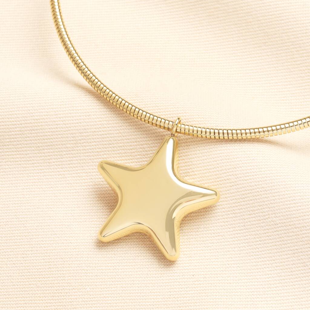 Stainless Steel Chunky Star Choker Necklace In Gold Plating, 1 of 3