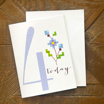 Mini Cross Stitch 4th Birthday Card, 4 of 5
