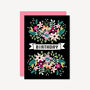 Retro Black Floral Birthday Card, thumbnail 1 of 2