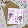 Leopard Love Balloon Niece 18th Birthday Card, thumbnail 1 of 2